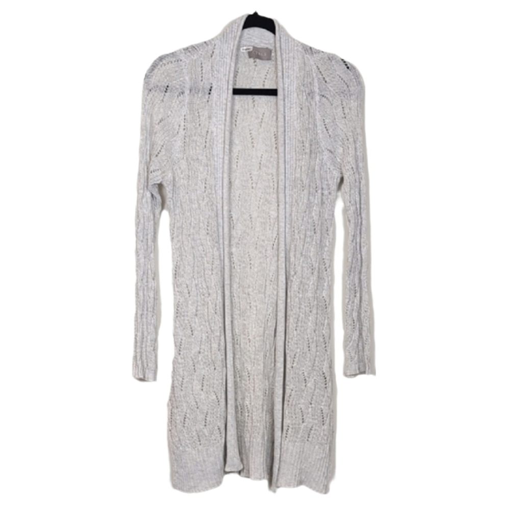 Cyrus Ribbed Knit Cardigan Sweater Womens Size XL Grey Open Long Sleeve Duster